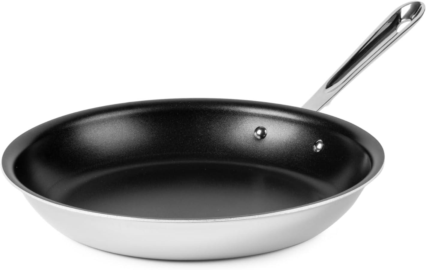 imageAllClad D3 3Ply Stainless Steel Fry Pan Set 1012 Inch Induction Oven and Broiler Safe to 600F Frying Pans Durable Kitchen Cooking Skillets Professional Induction Cookware Stainless SteelStainless Steel Silver with Black interior