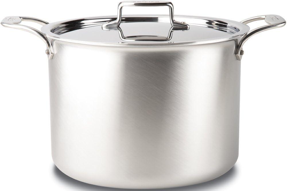 imageAllClad D5 5Ply Brushed Stainless Steel Stockpot 8 Quart Induction Oven Broiler Safe 600F Pots and Pans Cookware SilverSilver