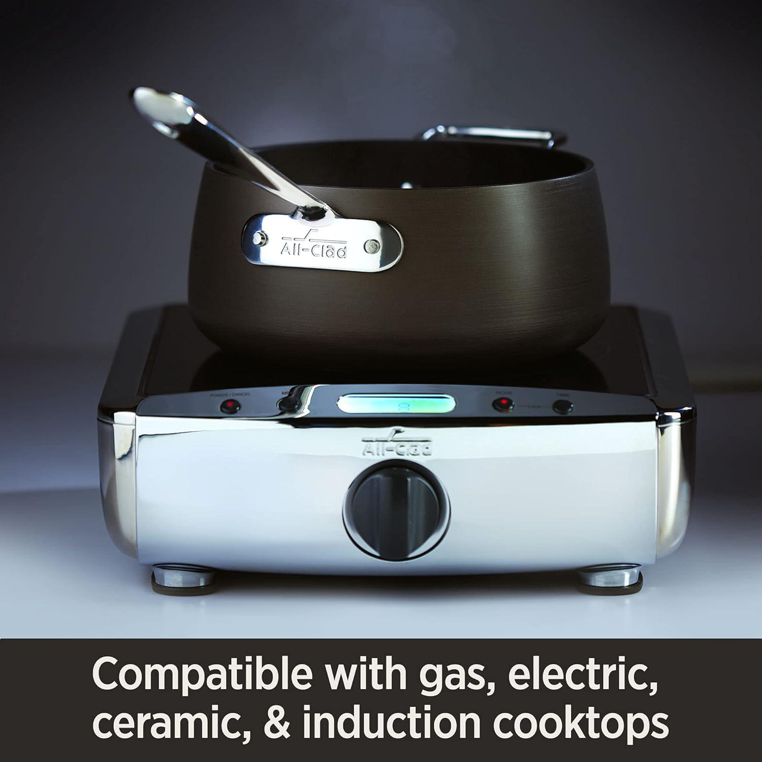 imageAllClad HA1 Hard Anodized Nonstick Saute Pan with Lid and Fry Pan Set 4 Quart 10 Inch Induction Oven Broiler Safe 500F Pots and Pans Cookware Black10 and 4QT wLid