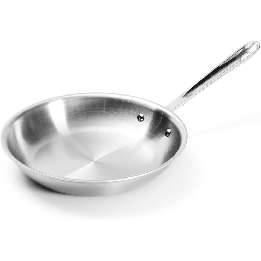 imageAllClad D5 5Ply Brushed Stainless Steel Fry Pan 12 Inch Induction Oven Broiler Safe 600F Pots and Pans Cookware SilverStainless Steel