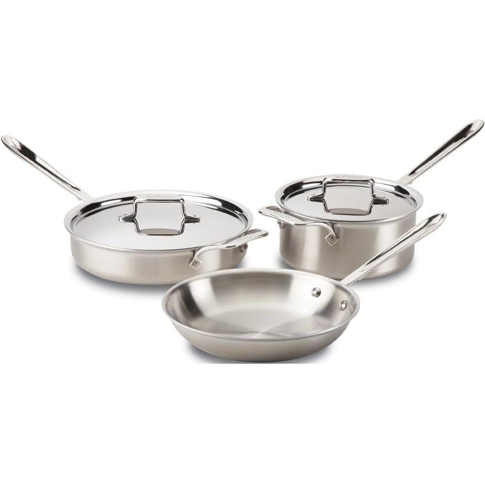 imageAllClad D5 5Ply Stainless Steel Cookware Set 5 Piece Induction Oven Broiler Safe 600F Pots and Pans SilverSilver