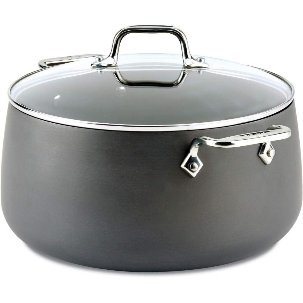 imageAllClad HA1 Hard Anodized Nonstick Stockpot 8 Quart Induction Oven Broiler Safe 500F Lid Safe 350F Pots and Pans Cookware BlackBlack