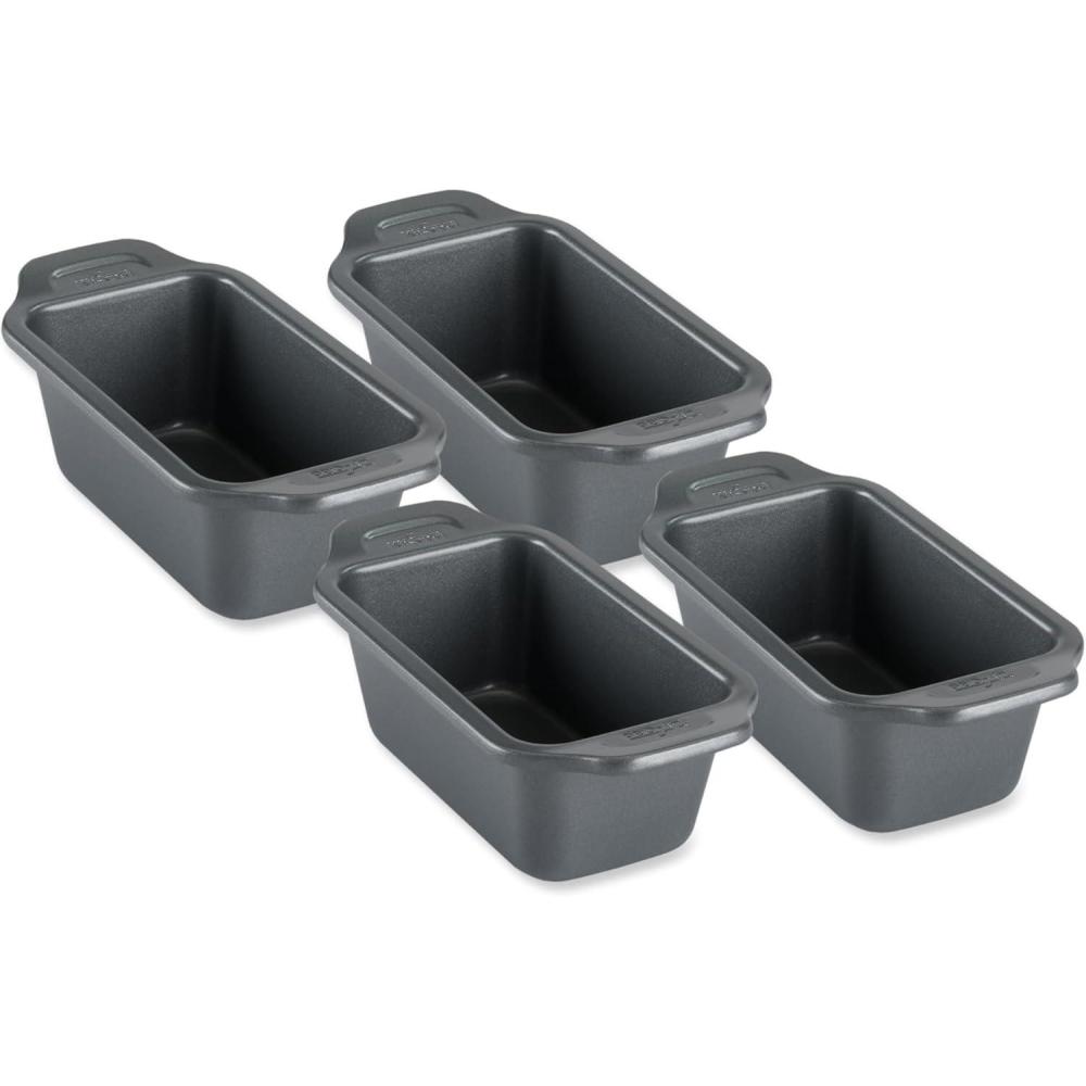imageAllClad Loaf Pan Set 4 Piece ProRelelase Nonstick Bakeware Durable CeramicReinforced Non stick Coating Professional Baking Pan for Bread Meatloaf Cakes Brownies Lasagnas Casseroles Grey