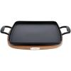 imageAllClad Cast Iron Enameled Square Griddle with Acacia Trivet 11 Inch Induction Oven Broiler Safe 650F Pots and Pans Cookware BlackGriddle Pan