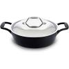 imageAllClad Cast Iron Skillet  12 Enameled Cast Iron Pan with Lid Enamel Coating Grill Oven Safe up to 650F ampamp Compatible with All Stovetops Gas Electric ampamp Induction EasyClean Frying Pan Black4 Quart
