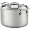 imageAllClad D5 5Ply Brushed Stainless Steel Soup Pot 4 Quart Induction Oven Broiler Safe 600F Pots and Pans Cookware Silver