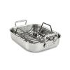 imageAllClad Specialty Stainless Steel Roaster with Nonstick Rack 11x14 Inch Oven Broiler Safe 600F Roaster Pan Pots and Pans Bakeware SilverSmall