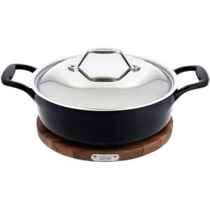 All-Clad Cast Iron Enameled Dutch Oven with Acacia Trivet 6 Quart Induction Oven Broiler Safe 650F Pots and Pans, Cookware Black(Cast Iron)