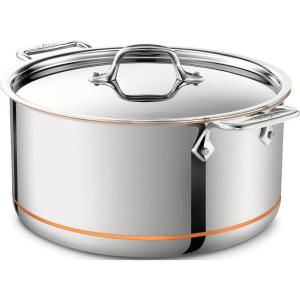 All-Clad Copper Core 5-Ply Stainless Steel Stockpot 8 Quart Induction Oven Broiler Safe 600F Pots and Pans, Cookware Silver(Silver)