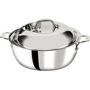 All-Clad D3 3-Ply Stainless Steel Dutch Oven 5.5 Quart Induction Oven Broiler Safe 600F Pots and Pans, Cookware Silver