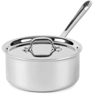 All-Clad D3 3-Ply Stainless Steel Sauce Pan with Lid 1.5 Quart, Induction Oven Broiler Safe 600F, Multipurpose, Compatible w/ All Cooktops, For Restaurant or Home Kitchen, Pots & Pans, Cookware Silver(3 Quarts)