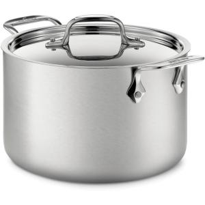 All-Clad D5 5-Ply Brushed Stainless Steel Soup Pot 4 Quart Induction Oven Broiler Safe 600F Pots and Pans, Cookware Silver