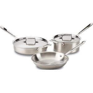 All-Clad D5 5-Ply Stainless Steel Cookware Set 5 Piece Induction Oven Broiler Safe 600F Pots and Pans Silver(Silver)