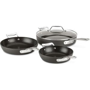 All-Clad Essentials Hard Anodized Nonstick Sauce Pan Set 4 Piece, 8, 10.25 Inch, 4 Quart Oven Broiler Safe 500F Pots and Pans, Cookware Black(4-Piece Set (8″  10″ & 4qt))