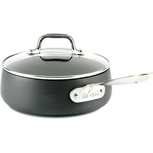 All-Clad HA1 Hard Anodized Nonstick Sauté Pan 4 Quart Induction Oven Broiler Safe 500F Pots and Pans, Cookware Black(Black)