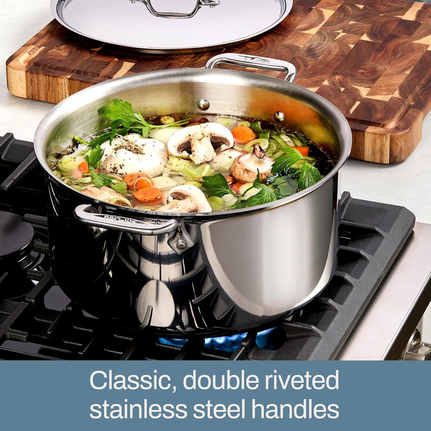 imageAllClad D3 3Ply Stainless Steel Stockpot 6 Quart Induction Oven Broiler Safe 600F Pots and Pans Cookware Silver
