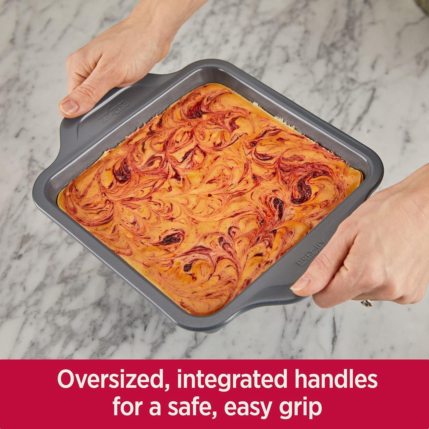 imageAllClad ProRelease Nonstick Square Baking Pan 8x8 Inch Oven Safe 450F Half Sheet Cookie Sheet Muffin Pan Cooling ampamp Baking Rack Round Cake Pan Loaf Pan Baking Pan Grey8 X 8 inch