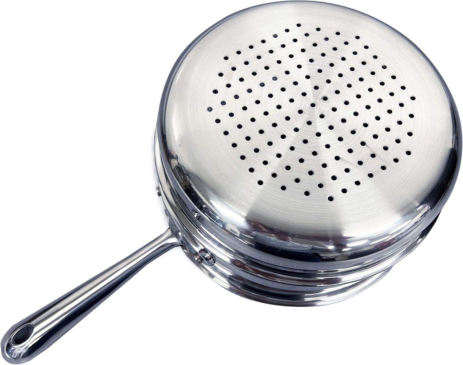 imageAllClad Specialty Stainless Steel Universal Steamer for Cooking 8 Inch Food Steamer Steamer Basket Silver