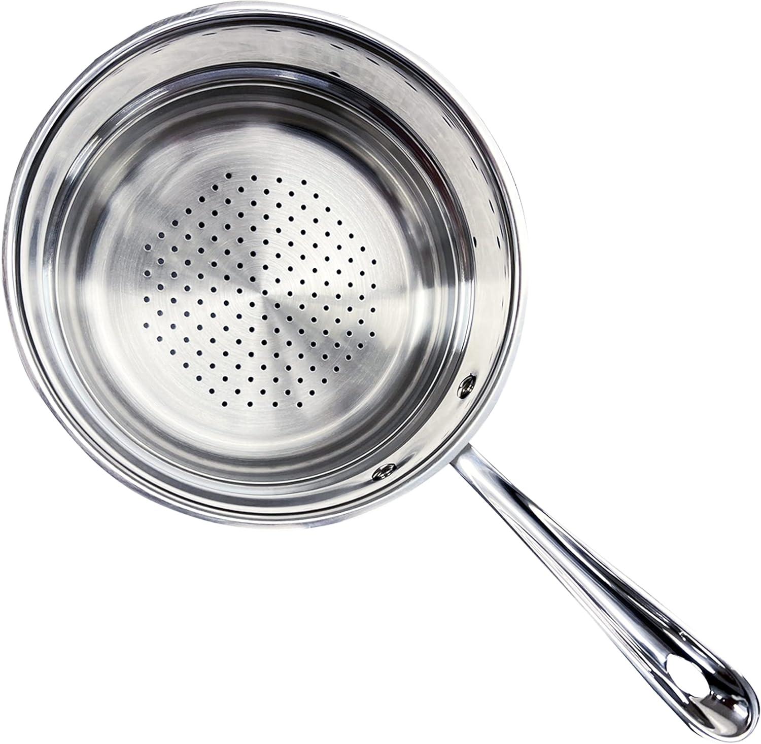 imageAllClad Specialty Stainless Steel Universal Steamer for Cooking 8 Inch Food Steamer Steamer Basket Silver