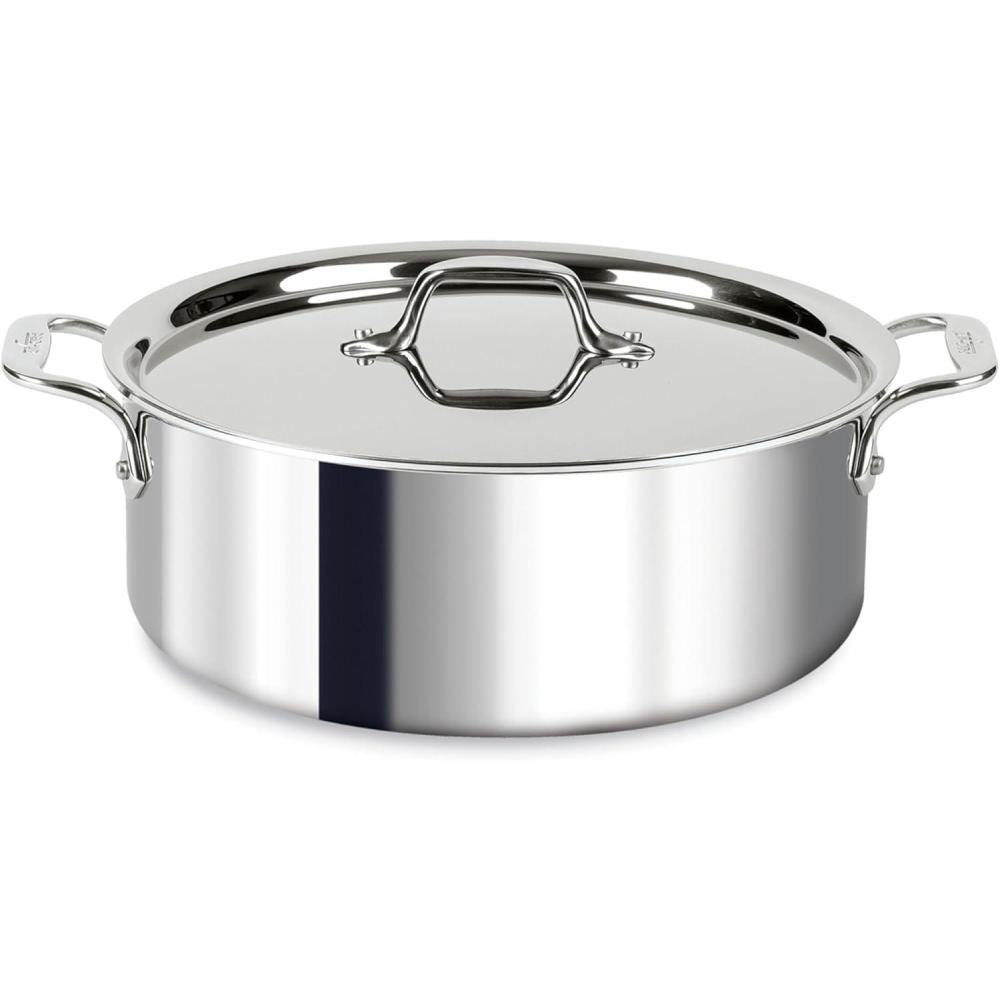 imageAllClad D3 3Ply Stainless Steel Stockpot with Lid 8 Quart Induction Oven Broiler Safe 600F SilverSilver