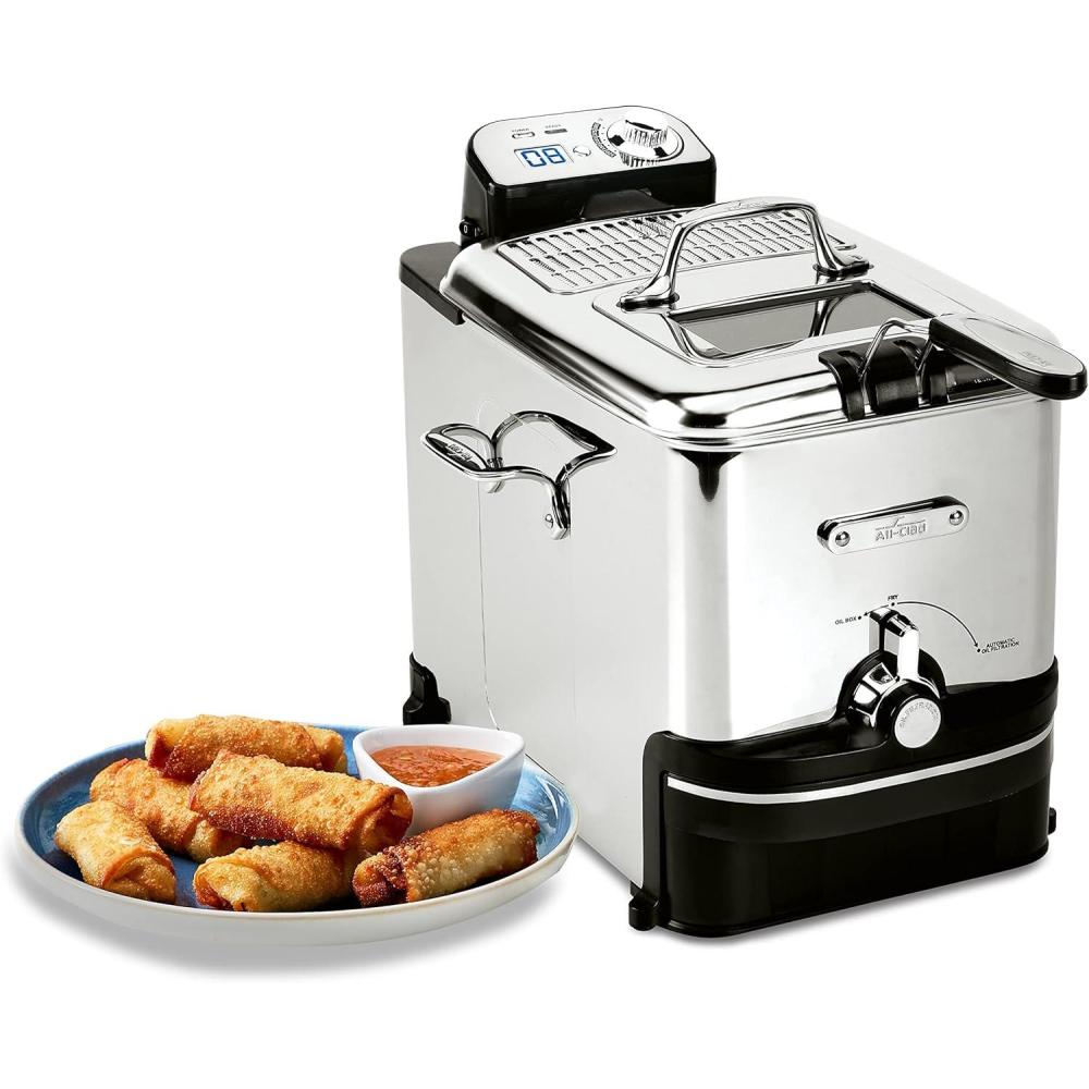 imageAllClad Electric Deep Fryer with Basket and Lid Stainless Steel Deep Fryer for Home Use 1700W Dishwasher Safe