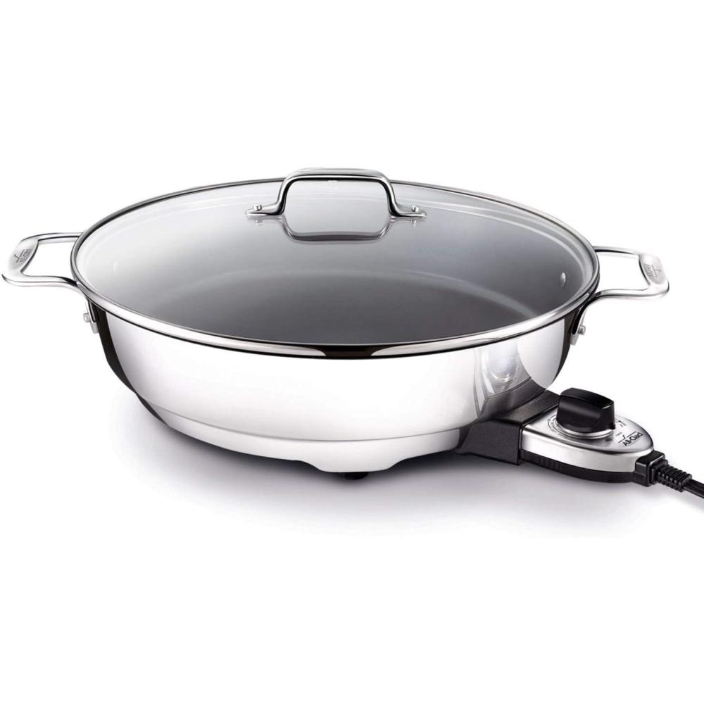 imageAllClad Electrics Stainless Steel and Nonstick Surface Skillet 7 Quart 1800 Watts Temp Control Cookware Pots and Pans Oven Broil Dishwasher Safe