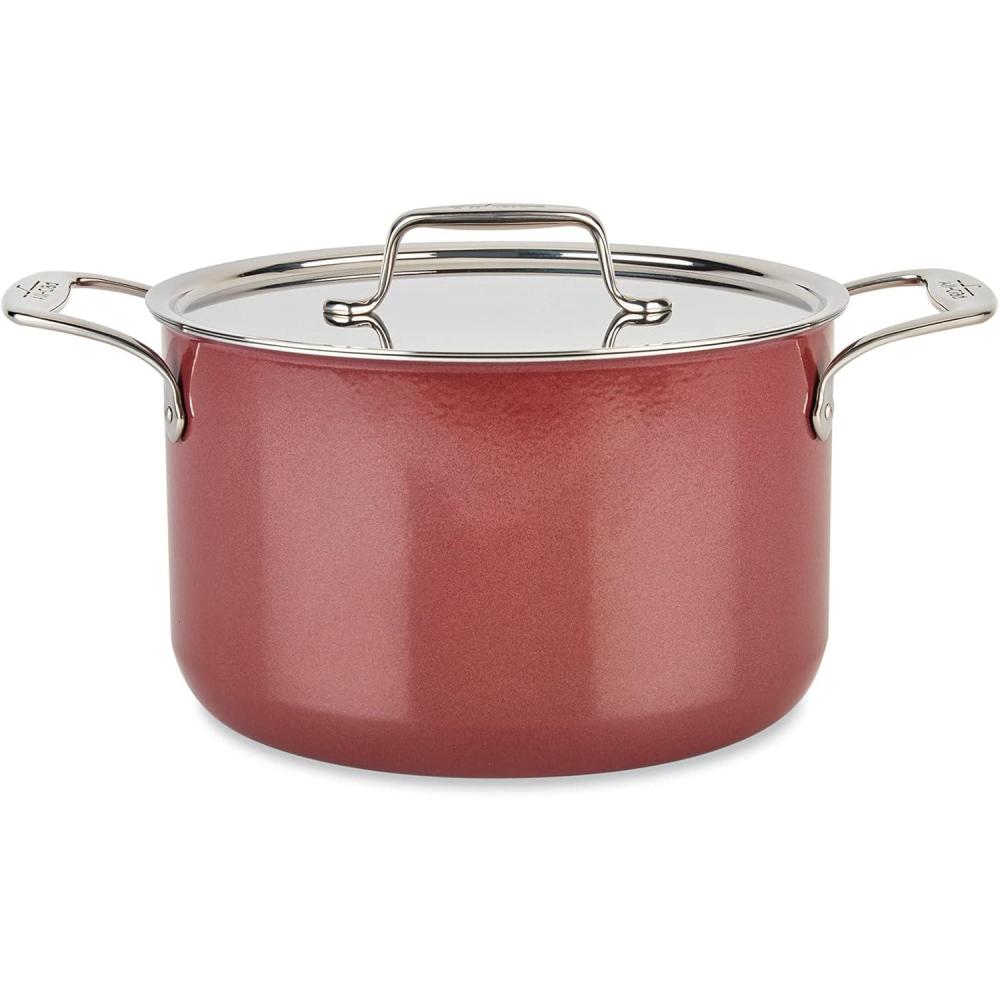 imageAllClad FusionTec Ceramic Soup Pot 7 Quart Induction Oven Broiler Safe 500F Pots and Pans Cookware Rose QuartzRose Quartz