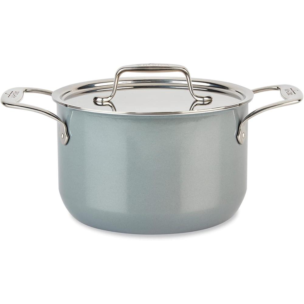 imageAllClad FusionTec Ceramic and Steel Core Stockpot 7 Quart Induction Oven Broiler Safe 500F Pots and Pans Cookware PlatinumPlatinum