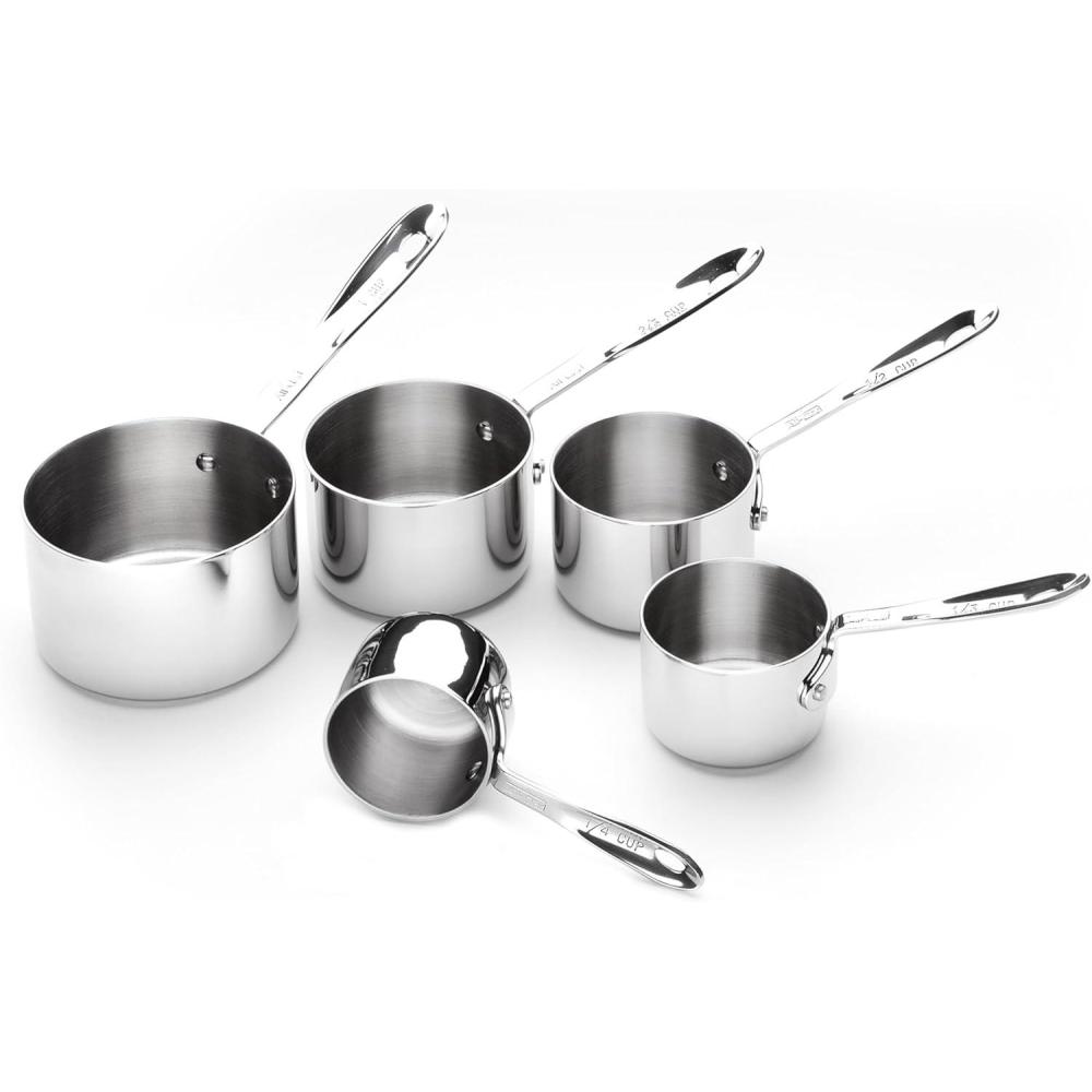 imageAllClad Kitchen Accessories Stainless Steel Measuring Cup Set 5 Piece Cookware Pots and Pans Dishwasher Safe Silver5piece