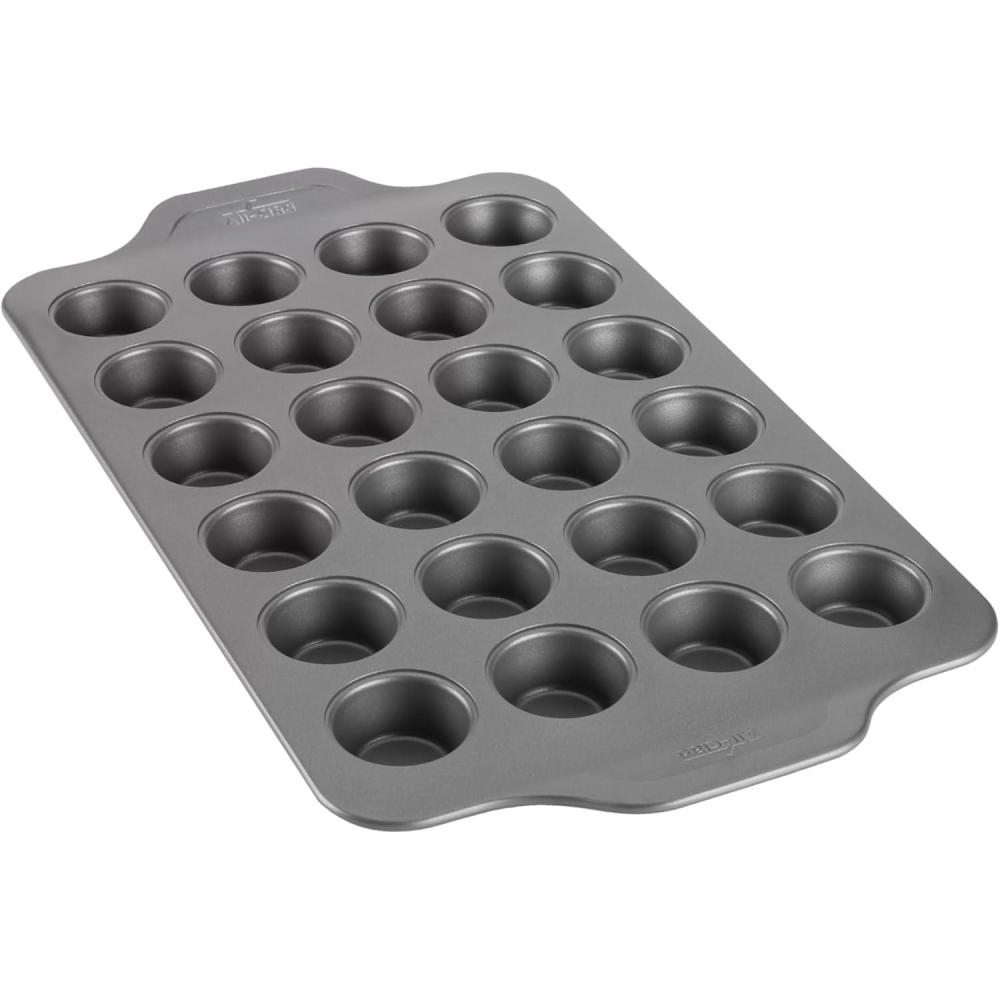 imageAllClad Mini Muffin Pan 24 Cups ProRelelase Nonstick Bakeware Mini Cupcake Pans for Baking BiteSize Muffins Scones ampamp Egg Bites Durable CeramicReinforced Non stick Coating Baking Tray Grey