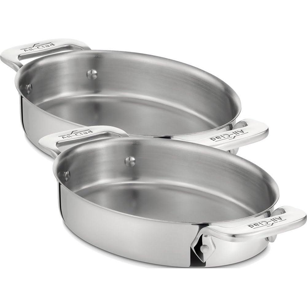 imageAllClad Specialty Stainless Steel Oval Bakeware Set 2 Piece Induction Pots and Pans SilverNormal Pack of 6