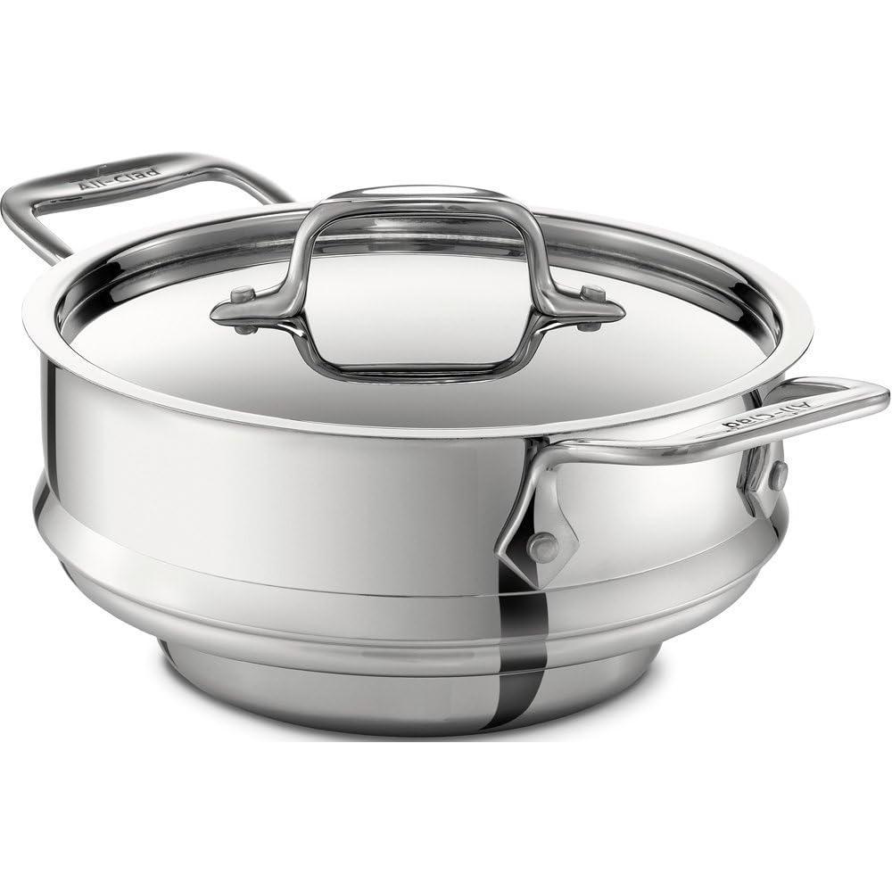 imageAllClad Specialty Stainless Steel Universal Steamer for Cooking 3 Quart Food Steamer Steamer Basket Silver3 quart