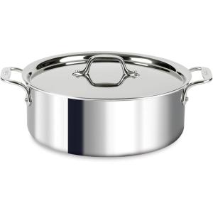 All-Clad D3 3-Ply Stainless Steel Stockpot with Lid 8 Quart, Induction, Oven Broiler Safe 600F, Silver(Silver)