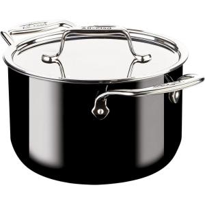All-Clad FusionTec Ceramic Soup Pot 7 Quart Induction Oven Broiler Safe 500F Pots and Pans, Cookware Rose Quartz(Onyx)