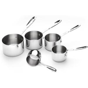 All-Clad Kitchen Accessories Stainless Steel Measuring Cup Set 5 Piece Cookware, Pots and Pans, Dishwasher Safe Silver(5-piece)