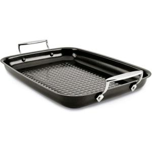 All-Clad Outdoor Stainless Steel Roaster 15×11 Inch Oven Broiler Safe 700F Roaster Pan, Pots and Pans, Cookware Silver(Nonstick)