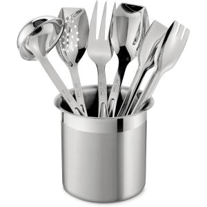 All-Clad Specialty Stainless Steel Kitchen Gadgets 5 Piece Tool Set with Caddy Kitchen Tools, Kitchen Hacks Silver(10 inch length  6-piece set)