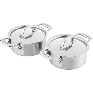 All-Clad Specialty Stainless Steel Ramekin with Lid 2 Piece Oven Broiler Safe 600F Pots and Pans, Cookware Silver