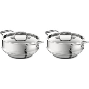 All-Clad Specialty Stainless Steel Universal Steamer for Cooking 3 Quart Food Steamer, Steamer Basket Silver(3 quart (Pack of 2))