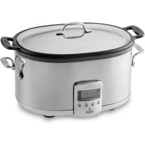All-Clad Stainless Steel Electric Slow Cooker 7-Quart, Programmable LCD Timer, Aluminum Insert, Slow Cookers, Small Kitchen Appliances, Silver