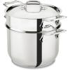 imageAllClad Specialty Stainless Steel Stockpot MultiPot with Strainer 3 Piece 6 Quart Induction Oven Broiler Safe 500F Strainer Pasta Strainer with Handle Pots and Pans SilverSilver
