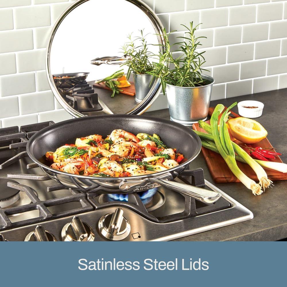 imageAllClad D3 3Ply Stainless Steel Non Stick Cookware Set 10 Piece Induction Oven Broiler Safe 600F Kitchen Cooking Set w Frying Pans Saucepans Saute Pan Stockpot Lids Pots and Pans SilverSilver