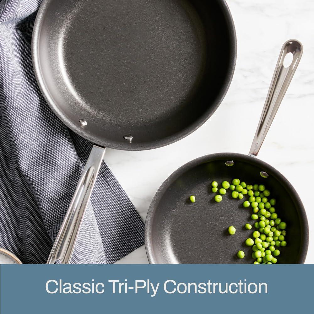 imageAllClad D3 3Ply Stainless Steel Non Stick Cookware Set 10 Piece Induction Oven Broiler Safe 600F Kitchen Cooking Set w Frying Pans Saucepans Saute Pan Stockpot Lids Pots and Pans SilverSilver