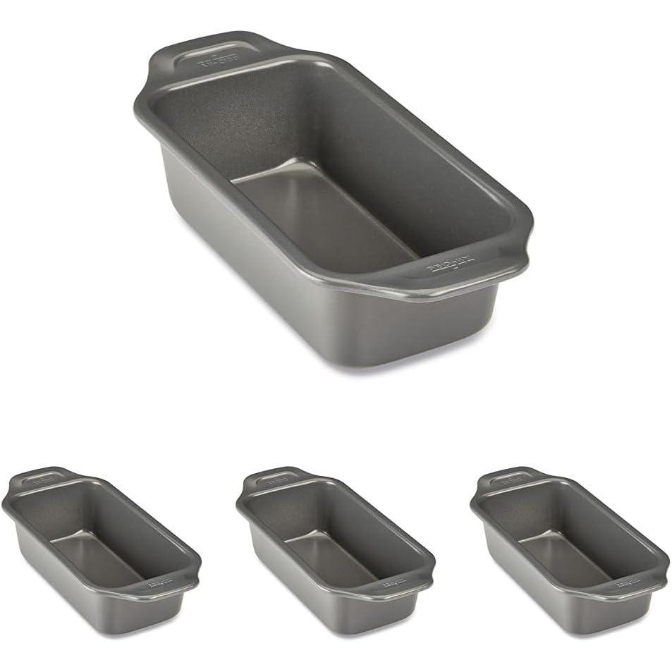 imageAllClad ProRelease Nonstick Bakeware Loaf Pan 8x4 Inch Oven Safe 450F Half Sheet Cookie Sheet Muffin Pan Cooling amp Baking Rack Round Cake Pan Loaf Pan Baking Pan Grey8 x 4 inch Pack of 4