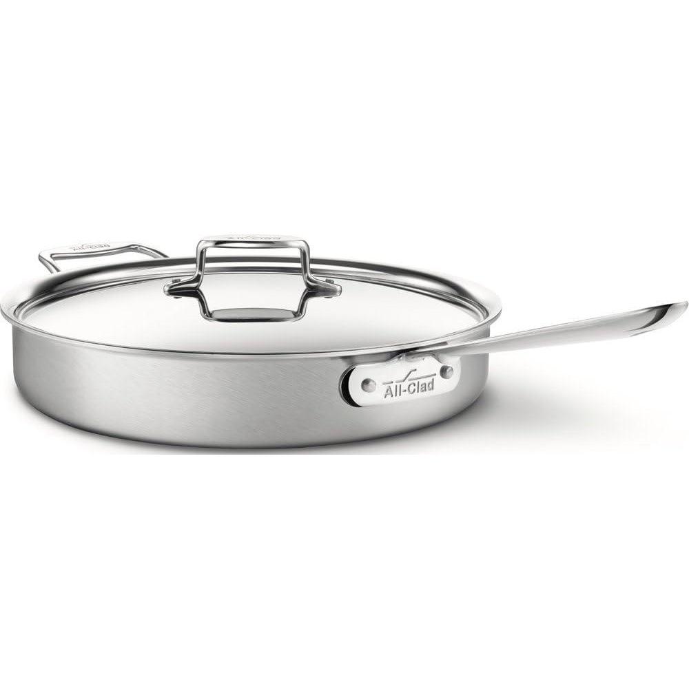 imageAllClad BD55406 D5 Brushed 1810 Stainless Steel 5Ply Bonded Dishwasher Safe Saute Pan with Lid Cookware 6Quart Silver